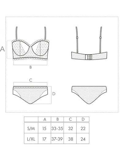 SEKSOWNY KOMPLET CIELISTY TIULOWY Z KORONKĄ S/M na Arena.pl