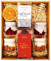 KOSZ PREZENTOWY PREZENT UPOMINEK PODAREK KAWA HERBATA MIÓD KONFITURY