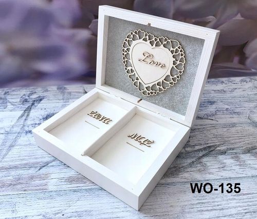 Pudełko na koperty + obrączki białe złote dekory na Arena.pl