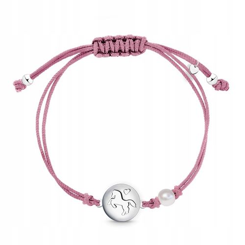Srebrna bransoletka dla dziewczynki sznurkowa jednorożec srebro 925 na Arena.pl