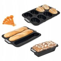 Zestaw 3x FORMA SILIKONOWA do pieczenia CHLEBA BAGIETEK BUŁEK do zmywarki