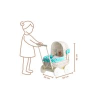 Lala Wózek Wiklinowy dla Lalek z pościelą 50x30 H45 cm uniwersalny