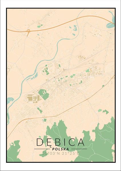Dębica mapa kolorowa - plakat 61x91,5 cm zdjęcie 1