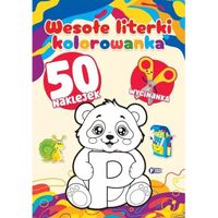 kolorowanka. wesołe literki + 50 naklejek malowanka dla dzieci