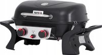 GRILL PRZENOŚNY GAZOWY Z POKRYWĄ 2 PALNIKI 5KW STALOWY RUSZT CZARNY YATO