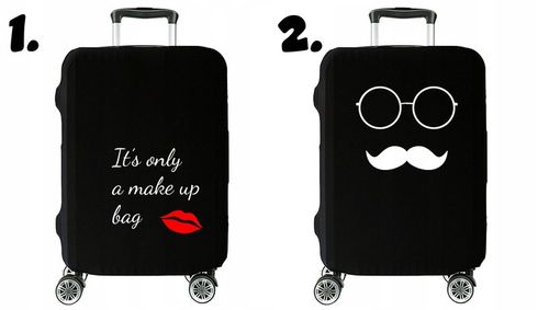 Pokrowiec na Walizkę Ochronny Etui Trzy Rozmiary S M L Czarny z Tekstem na Arena.pl