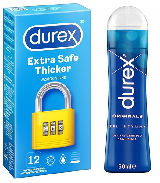 DUREX Extra Safe 12szt Pogrubiane + Żel Intymny Nawilżający 50Ml zdjęcie 1