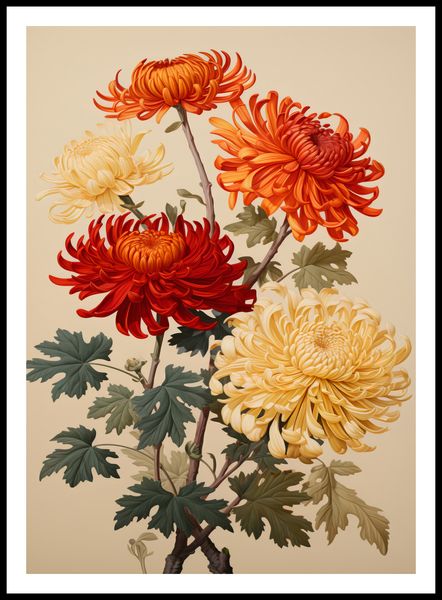 Plakat 64x90cm Tańczące Chryzantemy zdjęcie 3