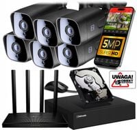 Zestaw do MONITORINGU WiFi 6 KAMER (czarne) 5MPx 1TB +Router