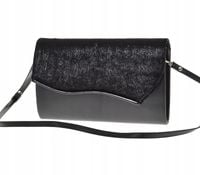 Laura Biaggi - torebka wizytowa kopertowa czarny mat klapa aksamit LA139