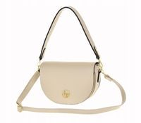 Laura Biaggi - torebka listonoszka podkowa jasny beżowy groszek mat JS256