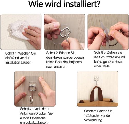 Zestaw 20 Haczyków Samoprzylepnych Stal Nierdzewna do 10kg Przezroczyste na Arena.pl