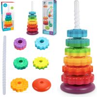 ZABAWKA MONTESSORI ZAKRĘCONA PIRAMIDKA TĘCZOWA WIEŻA KOLOROWA SPIRALA 41 CM