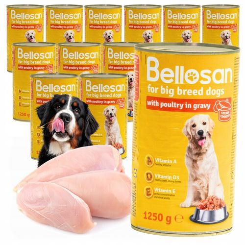 MOKRA KARMA PUSZKA Z KURCZAKIEM W SOSIE DLA PSA DUŻYCH RAS 12x1250G na Arena.pl