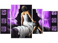 135CM 80 OBRAZ 4 ELEM PIĘKNA DZIEWCZYNA FIOLECIE ŚCIENNY