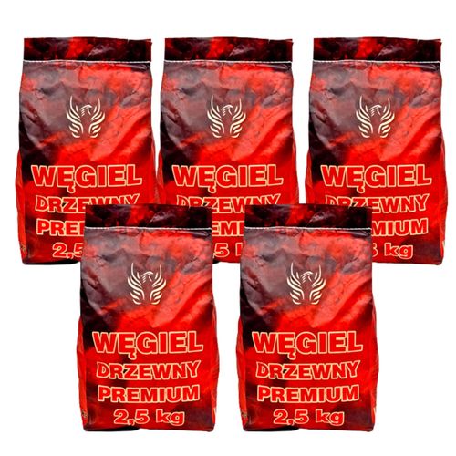 5x Węgiel drzewny do grilla 2,5kg na Arena.pl