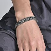 Bransoleta Srebrna Męska GRUBA Podwójna Diamentowana Szeroka BRANSOLETKA