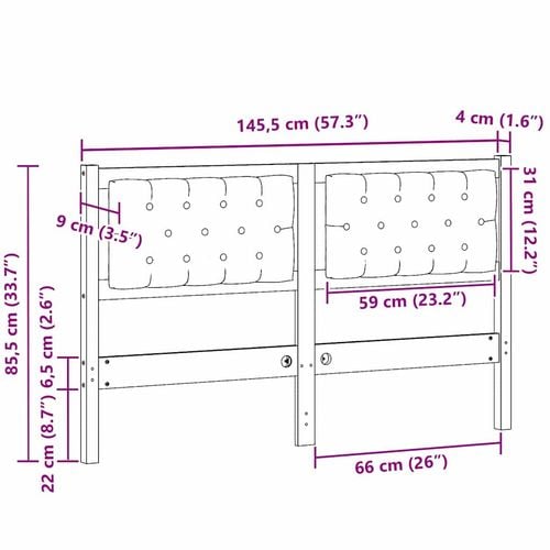 Zagłówek Inny brązowo-czarny 140 cm Lite drewno sosnowe na Arena.pl