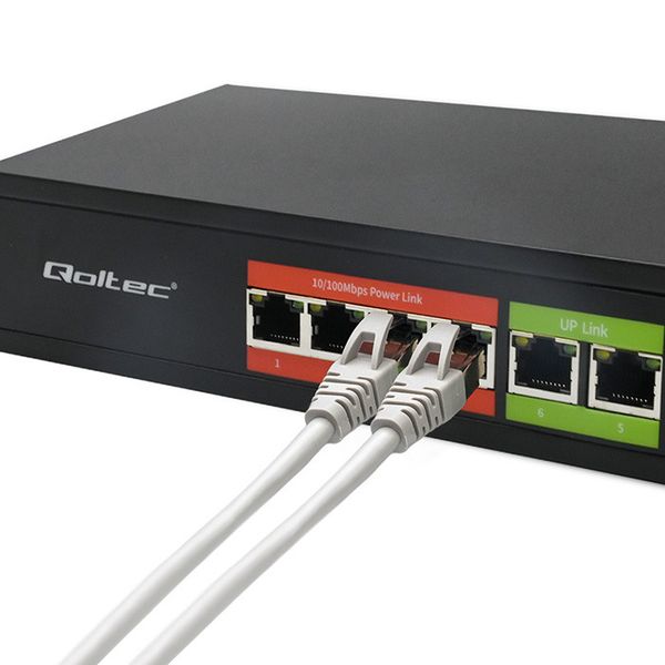 Qoltec Switch PoE 4x RJ45 + 2x Uplink, 65W, Fast Ethernet zdjęcie 4