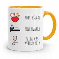 Kubek Żółty Weterynarza Wita Was Weterynaria Z Nadrukiem Ze Zdjęciem