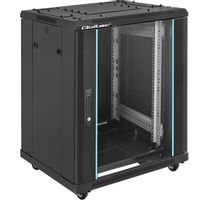 Szafa RACK 19" 15U 600 x 600 x 855 Hartowane drzwi Stojąca Nóżki+Kółka