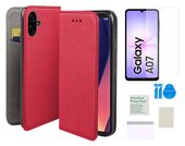 Etui z klapką do SAMSUNG GALAXY A07 4G pokrowiec czerwony + folia ochronna