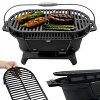 GRILL WĘGLOWY Z RUSZTEM ŻELIWNYM GRILL OGRODOWY ŻELIWNY HIBACHI 43cm x 23cm