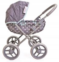 Wózek dla lalek GŁĘBOKI GONDOLA - SKŁADANY DASZEK - DUŻE KOŁA + TORBA Doris