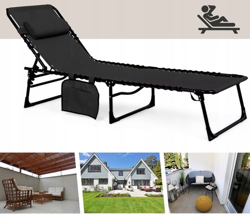 LEŻAK ogrodowy plażowy RIVA SKŁADANY leżanka REGULOWANY łóżko Z ZAGŁÓWKIEM na Arena.pl