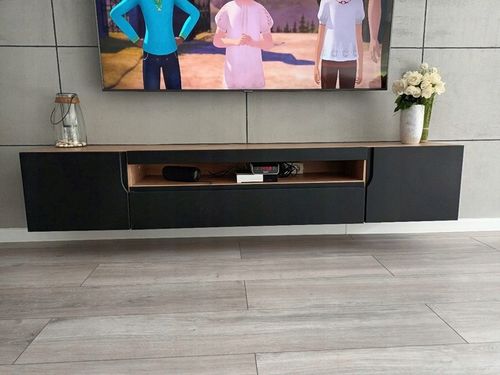 Szafka RTV czarna mat+dąb Artisan Wisząca i stojąca Odyn na Arena.pl