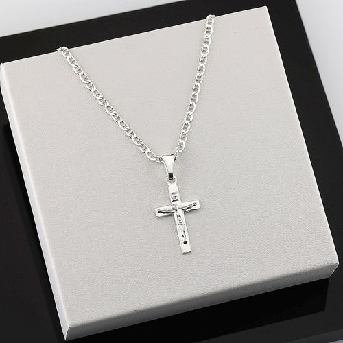 ŁAŃCUSZEK Z KRZYŻYKIEM KRZYŻ SREBRNY 925 DŁUGOŚĆ 55cm SPLOT GUCCI PUDEŁKO na Arena.pl