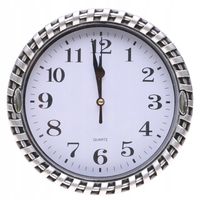 ZEGAR ŚCIENNY 21cm Cichy Płynna Praca DUŻE Cyfry Srebrny A5915