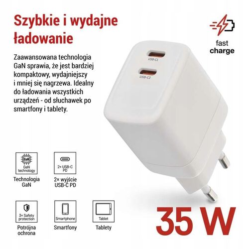 Szybka ładowarka 2x USB-C 35 W Emos na Arena.pl