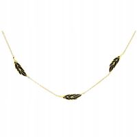 Naszyjnik celebrytka Trzy listeczki w kolor złoty i czarny