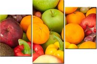 60 90CM OBRAZ 3 ELEM OWOCE WARZYWA ŚCIENNY DRUK PŁÓTNO