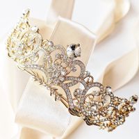 ZŁOTA korona ślubna tiara diadem głowę MISS ślub wesele IMPREZA panień