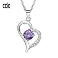 Naszyjnik Damski - Serce Z Kamieniem i Cyrkoniami