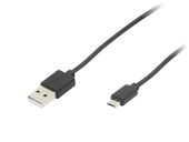 Przyłącze USB A - micro B 1m czarne HQ zwieszka