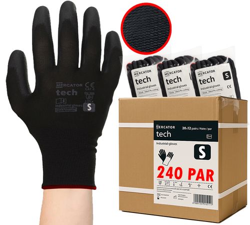 rękawice robocze mercator tech black+black pu - s - 240 par na Arena.pl