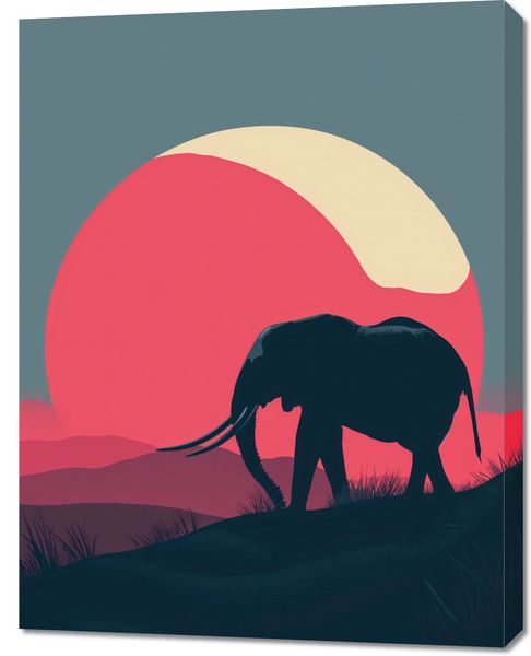 Obraz 70x90cm Słoń przy Czerwieni zdjęcie 1