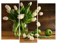 OBRAZ BUKIET JASNYCH TULIPANÓW KWIATY