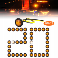 20 x Lampy obrysowe 3 LED 12V/24V do ciężarówki przyczepy, 3/4 cala , bursz