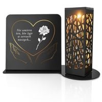 Znicz Solarny Led z Personalizacją na Grób Mamy Taty Babci Dziadka METALOWY