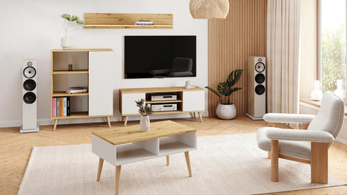 Szafka RTV Focus 135 cm Dąb artisan biały na Arena.pl