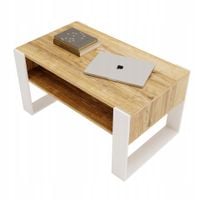 Stolik kawowy ława KARO 92 cm z półką Craft Złoty/Biały loft 92x53,6x45
