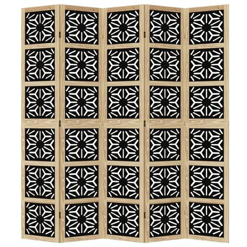 Parawan pokojowy, 5-panelowy, brązowo-czarny, lita paulownia na Arena.pl