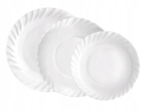 KOMPLET ZESTAW SERWIS OBIADOWY TALERZE 36el 12 OSÓB BIAŁE NA PREZENT ŚLUB na Arena.pl