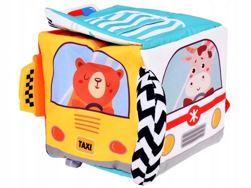 Miękka Kostka Sensoryczna Pojazdy pudełko z chusteczkami montessori ZA5587 na Arena.pl