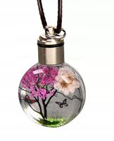 Rzemień Naszyjnik LED Drzewo i kwiat Motyl Fiolet Gadżet dla Niej Ozdoba