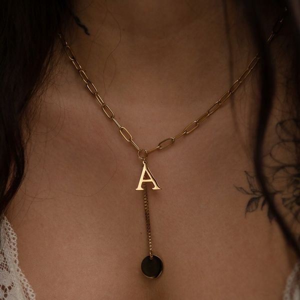 NASZYJNIK ZŁOTY CELEBRYTKA Z LITERKĄ A, GRAWER zdjęcie 4